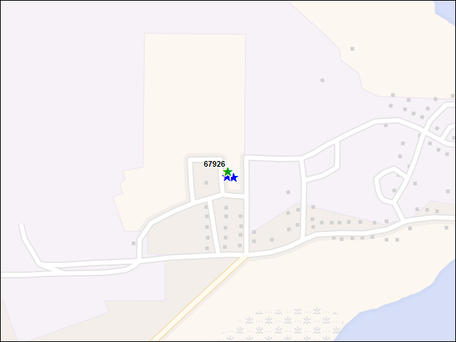 Une carte de la zone qui entoure immédiatement le bien de l'RBIF numéro 67926