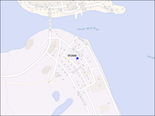 A map of the area immediately surrounding building number 012550