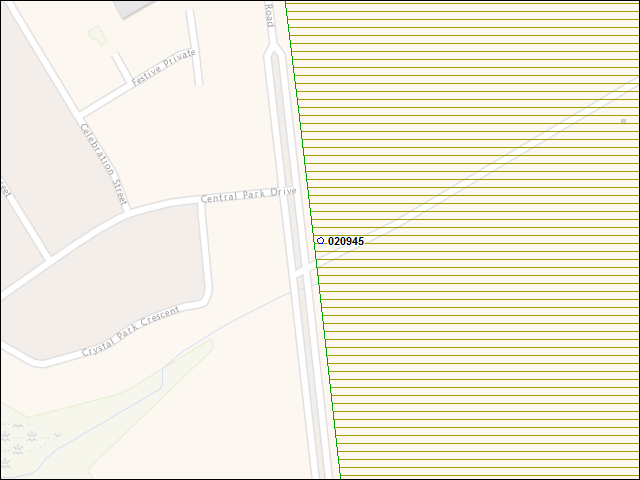 A map of the area immediately surrounding building number 020945
