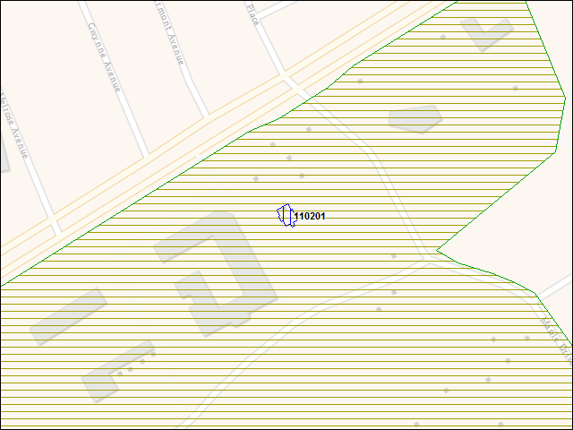 A map of the area immediately surrounding building number 110201