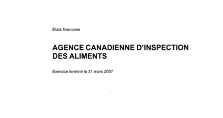 �tats financiers de l'ACIA