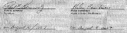 Signatures de Paul E. Kennedy, Pr�sident et Helen Banulescu, Agent principal des finances