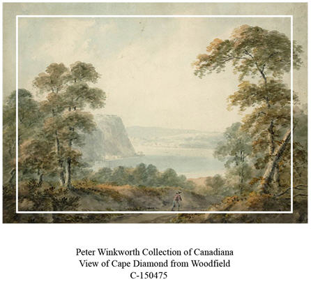 Painting showing a view or Cape Diamond from Woodfield