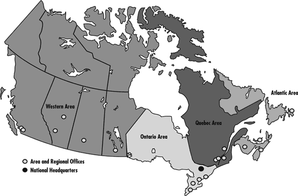 Figure 2:   CFIA Area and Regional Offices