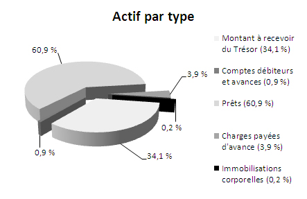Graphique circulaire; rpartition de l’actif par type, 2010-2011