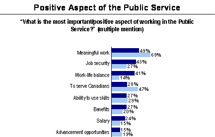 Positive Aspect of the Public Service; Refer to section 3.1 General Views About Work Environment for information about the graphs