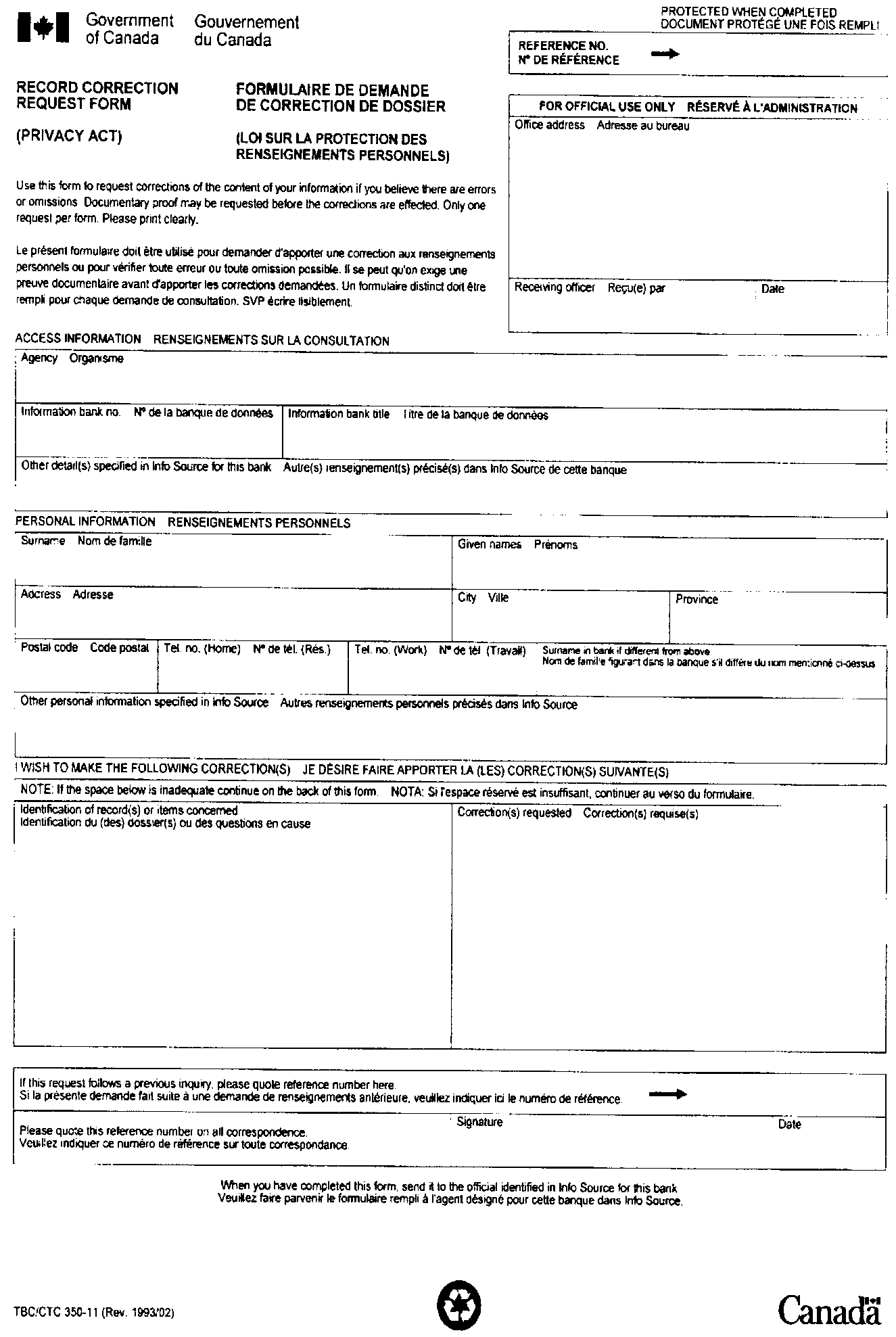 Correction Request Form