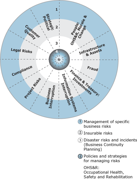 Example of risks displayed in an 'Umbrella of Risk' chart