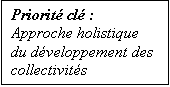 Text Box: Priorité clé : Approche holistique du développement des collectivités 