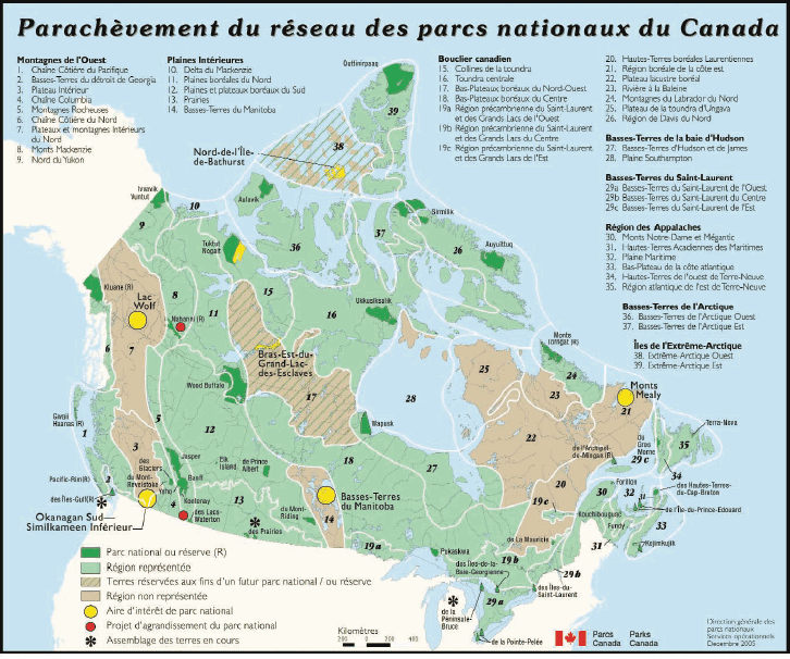 Figure 5 : Réseau des Parcs nationaux du Canada