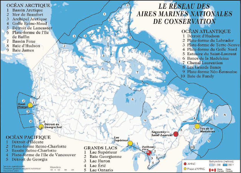 Figure 6 : Réseau des aires marines nationales de conservation du Canada