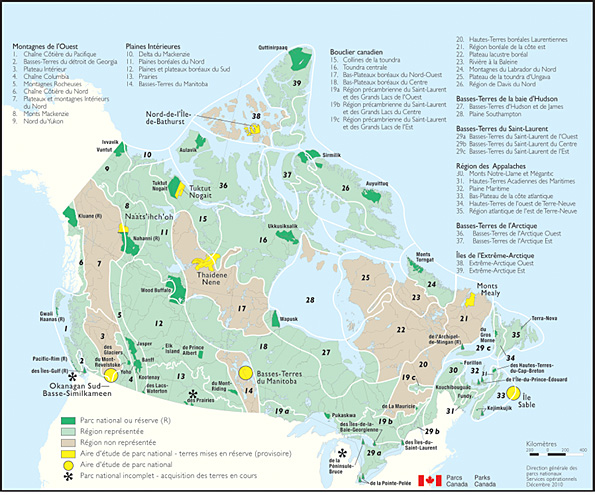 La figure 1 représente le plan du réseau des parcs nationaux du Canada.