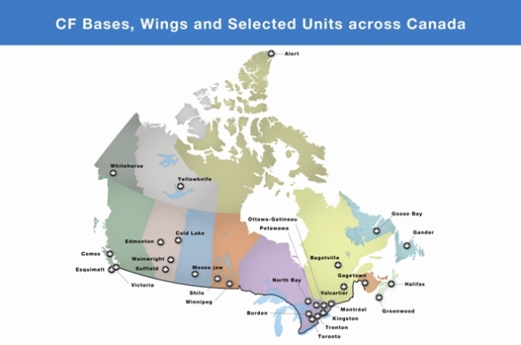 CF Bases, Wings, and Selected Units across Canada
