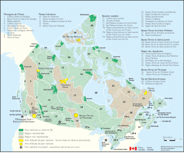La figure 1 représente le plan du réseau des parcs nationaux du Canada.