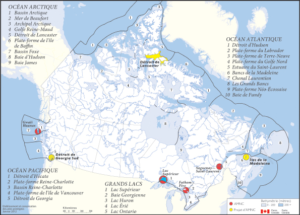 La figure 3 présente le plan du réseau des aires marines nationales de conservation du Canada.