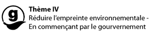 thème IV – Réduire l'empreinte environnementale – En commençant par le gouvernemen tels qu'indiqués par les identificateurs visuels ci-dessous.